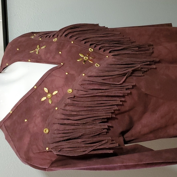 COPA CABANA Mauve Floral Tie Dye Outfit. Fringe Top and Pants. Sz M. VGUC - Picture 4 of 17